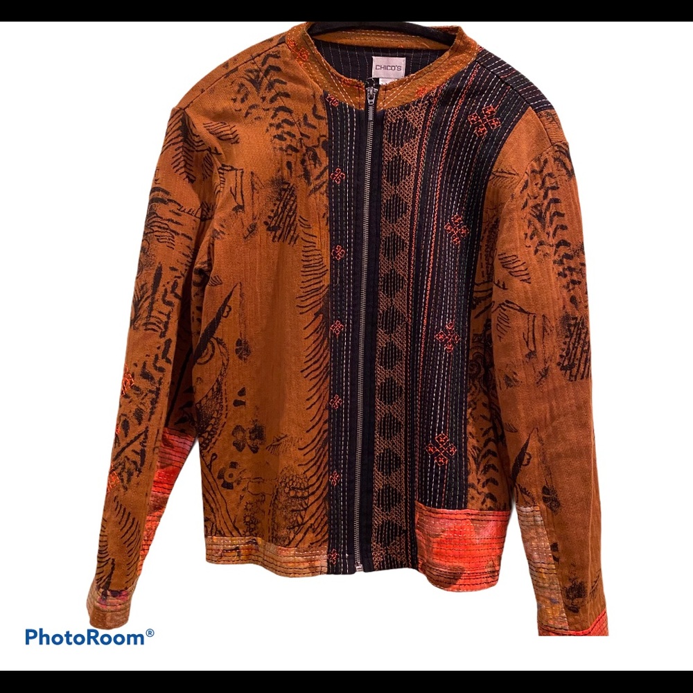 Chico’s detailed patchwork jacket.Size 1 , bright